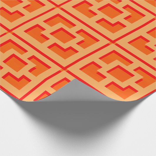 Retro Orange Trellis Wrapping Paper Geschenkpapier (Ecke)