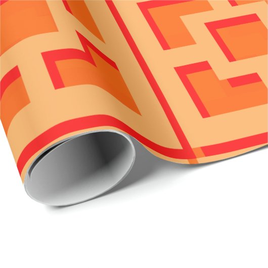Retro Orange Trellis Wrapping Paper Geschenkpapier (Rolleneckpunkt)