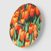 Retro Orange Tulips Große Wanduhr (Winkel)