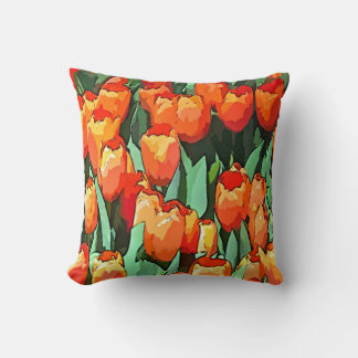 Retro Orange Tulips Kissen