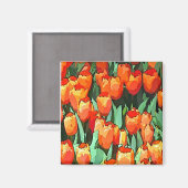 Retro Orange Tulips Magnet (Vorderseite/Rückseite)