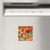 Retro Orange Tulips Magnet (In Situ (Geschirrspüler))
