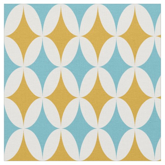 Retro Orange Türkis Blue Diamonds Mitte Jahrhunder Stoff (Nahaufnahme)