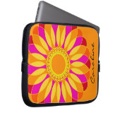 Retro orange u. gelbe Blume auf Orange Laptopschutzhülle (Vorne Rechts)