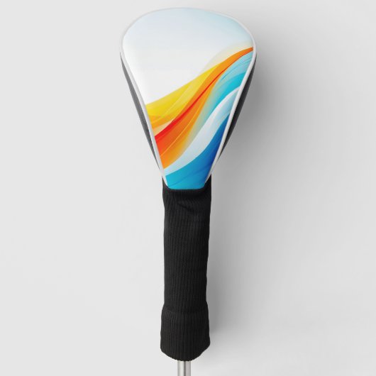 Retro Orange und abstrakte blaue, gekrümmte Linien Golf Headcover (Vorderseite)