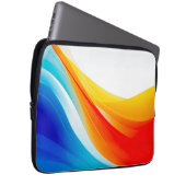 Retro Orange und abstrakte blaue, gekrümmte Linien Laptopschutzhülle (Vorne Rechts)
