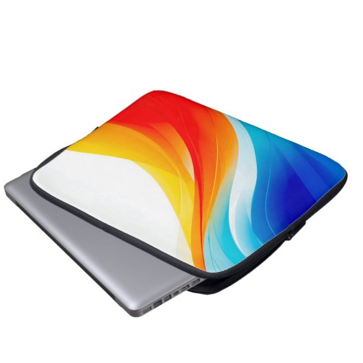 Retro Orange und abstrakte blaue, gekrümmte Linien Laptopschutzhülle (Vorne Knopf)