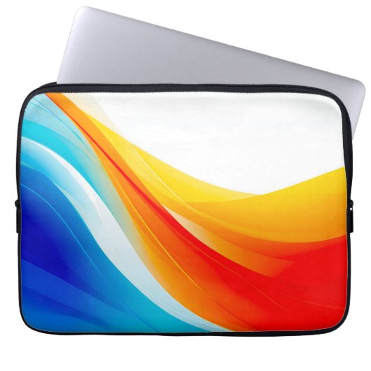 Retro Orange und abstrakte blaue, gekrümmte Linien Laptopschutzhülle (Vorderseite)