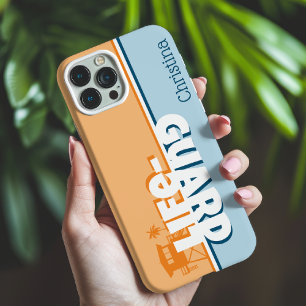 Retro Orange und Blau Rettungsschwimmer Personalis Case-Mate iPhone Hülle