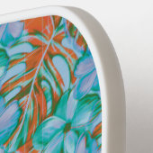 Retro Orange und Blue Florals Pickleball Schläger (Linke Seite)