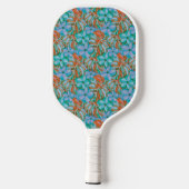 Retro Orange und Blue Florals Pickleball Schläger (Rückseite)