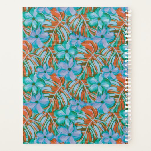Retro Orange und Blue Florals Planer (Rückseite)