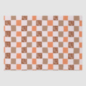 Retro orange und braun kariert mit Truthahn Seidenpapier (Vorderseite)