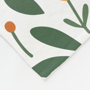 Retro Orange- und Gelb-Blumenmuster – Vintage Fleecedecke