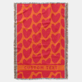 Retro Orange und Groovy Red Hearts Decke (Vorderseite Vertikal)
