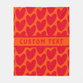 Retro Orange und Groovy Red Hearts Fleecedecke (Vorderseite)