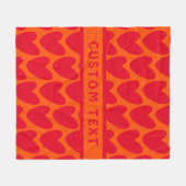 Retro Orange und Groovy Red Hearts Fleecedecke (Vorderseite (Horizontal))
