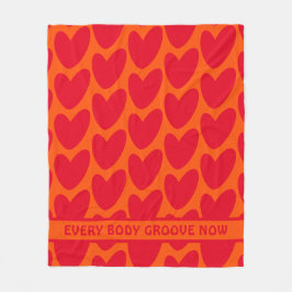 Retro Orange und Groovy Red Hearts Fleecedecke