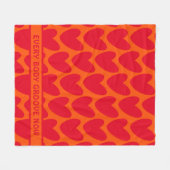 Retro Orange und Groovy Red Hearts Fleecedecke (Vorderseite (Horizontal))