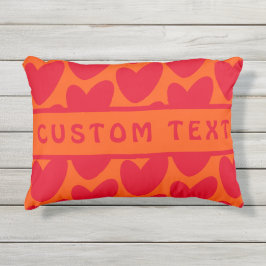 Retro Orange und Groovy Red Hearts Kissen Für Draußen