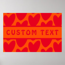 Retro Orange und Groovy Red Hearts Poster