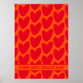 Retro Orange und Groovy Red Hearts Poster (Vorne)