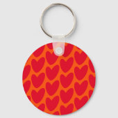 Retro Orange und Groovy Red Hearts Schlüsselanhänger (Rückseite)