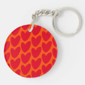 Retro Orange und Groovy Red Hearts Schlüsselanhänger (Rückseite)