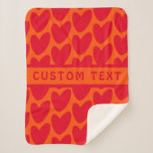 Retro Orange und Groovy Red Hearts Sherpadecke (Vorderseite)