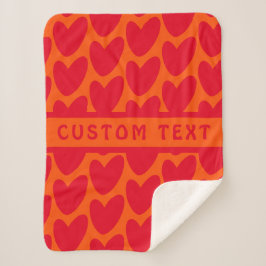 Retro Orange und Groovy Red Hearts Sherpadecke
