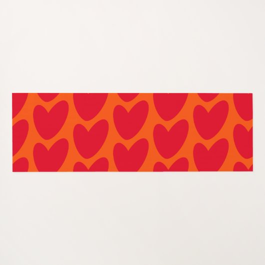 Retro Orange und Groovy Red Hearts Yogamatte (Rückseite (Horizontal))