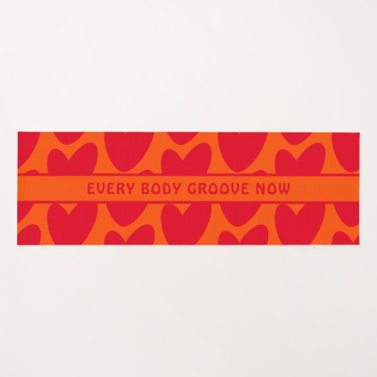 Retro Orange und Groovy Red Hearts Yogamatte (Vorderseite (Horizontal))