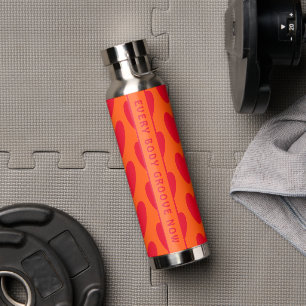Retro Orange und Groovy Rote Herzen Trinkflasche