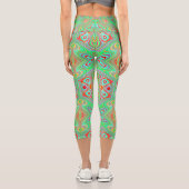 Retro Orange und Lime Green Abstrakt Pattern Capri Leggings (Rückseite)