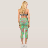 Retro Orange und Lime Green Abstrakt Pattern Capri Leggings (Rückseite)