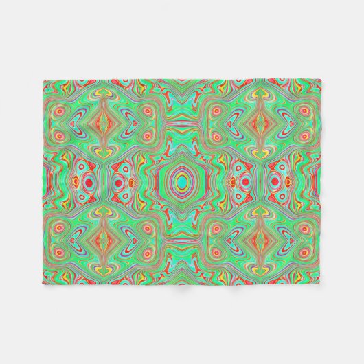 Retro Orange und Lime Green Abstrakt Pattern Fleecedecke (Vorderseite (Horizontal))