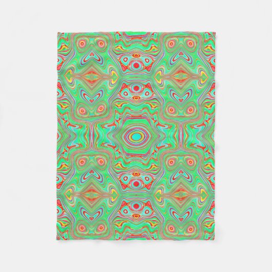 Retro Orange und Lime Green Abstrakt Pattern Fleecedecke (Vorderseite)