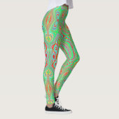 Retro Orange und Lime Green Abstrakt Pattern Leggings (Rechts)