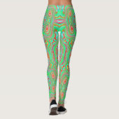 Retro Orange und Lime Green Abstrakt Pattern Leggings (Rückseite)