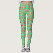 Retro Orange und Lime Green Abstrakt Pattern Leggings (Vorderseite)
