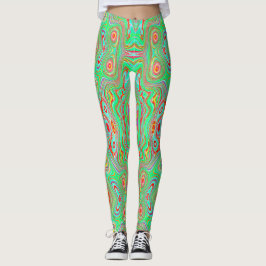 Retro Orange und Lime Green Abstrakt Pattern Leggings
