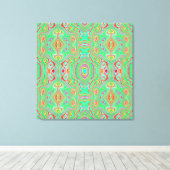 Retro Orange und Lime Green Abstrakt Pattern Leinwanddruck (Insitu (Holzboden))