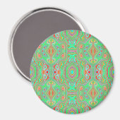 Retro Orange und Lime Green Abstrakt Pattern Magnet (Vorderseite/Rückseite)