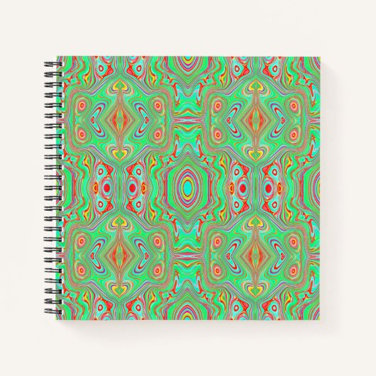 Retro Orange und Lime Green Abstrakt Pattern Notizblock (Vorderseite)