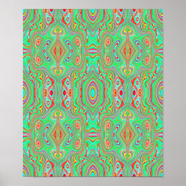 Retro Orange und Lime Green Abstrakt Pattern Poster