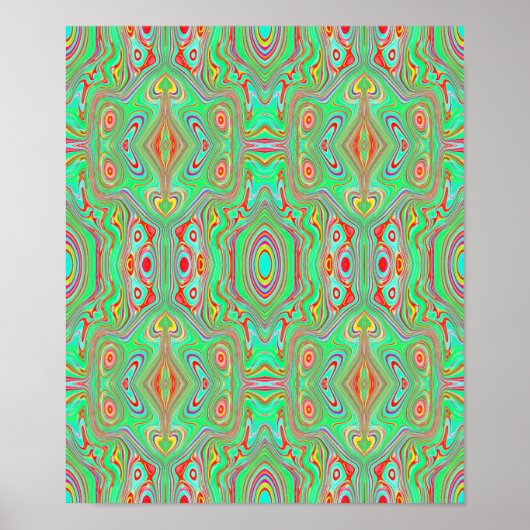 Retro Orange und Lime Green Abstrakt Pattern Poster (Vorne)