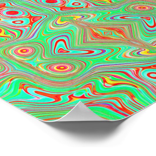 Retro Orange und Lime Green Abstrakt Pattern Poster (Ecke)