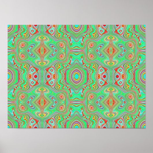 Retro Orange und Lime Green Abstrakt Pattern Poster (Vorne)
