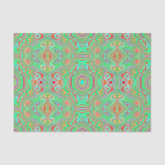 Retro Orange und Lime Green Abstrakt Pattern Seidenpapier (Vorderseite)