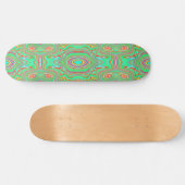 Retro Orange und Lime Green Abstrakt Pattern Skateboard (Horizontal)